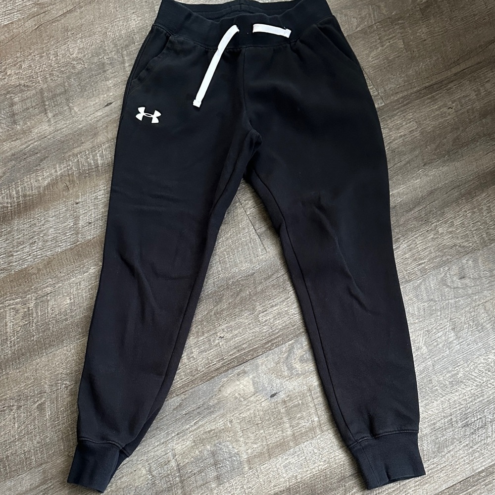 Under Armour Kids Black Joggers with White Drawstring